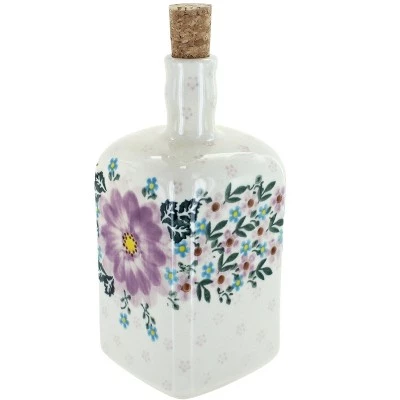 Blue Rose Pottery Blue Rose Polish Pottery 13 Vena Square Bottle with Cork 6 Blue Rose Pottery Blue Rose Polish Pottery 13 Vena Square Bottle with Cork - Image 4
