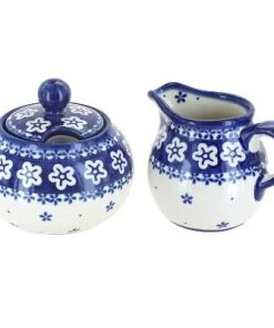 Blue Rose Pottery Blue Rose Polish Pottery Carly Cream & Sugar Set