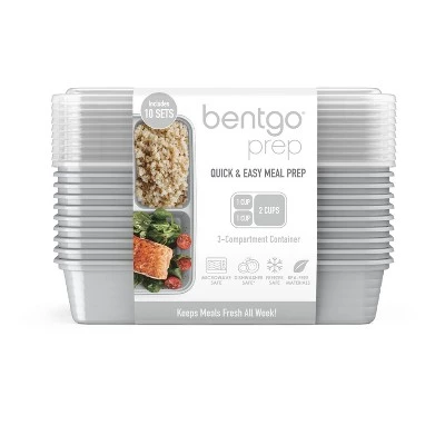 Bentgo Prep 3-Compartment Container - 10pk Silver 15 Bentgo Prep 3-Compartment Container - 10pk Silver - Image 13
