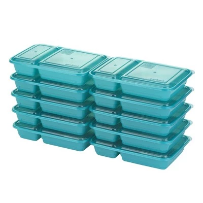 GoodCook Meal Prep 2 Compartment Large Rectangle Dark Teal Containers + Lids - 10ct 3 GoodCook Meal Prep 2 Compartment Large Rectangle Dark Teal Containers + Lids - 10ct
