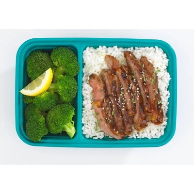 GoodCook Meal Prep 2 Compartment Large Rectangle Dark Teal Containers + Lids - 10ct 4 GoodCook Meal Prep 2 Compartment Large Rectangle Dark Teal Containers + Lids - 10ct - Image 2