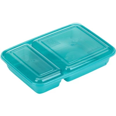GoodCook Meal Prep 2 Compartment Large Rectangle Dark Teal Containers + Lids - 10ct 8 GoodCook Meal Prep 2 Compartment Large Rectangle Dark Teal Containers + Lids - 10ct - Image 6