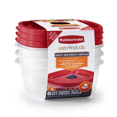 Rubbermaid 6pc Food Storage Container Set (3 containers, 3 lids) 3 Rubbermaid 6pc Food Storage Container Set (3 containers, 3 lids)