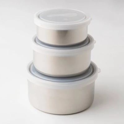 U Konserve U-Konserve Nesting Stainless Steel Food-Storage Containers Round (Set of 3) - Clear Plastic Lids 4 U Konserve U-Konserve Nesting Stainless Steel Food-Storage Containers Round (Set of 3) - Clear Plastic Lids - Image 2