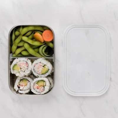 U Konserve U-Konserve Stainless Steel Food-Storage Container Bento Rectangle 25oz - Clear Plastic Lid 4 U Konserve U-Konserve Stainless Steel Food-Storage Container Bento Rectangle 25oz - Clear Plastic Lid - Image 2