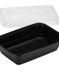 GoodCook Meal Prep 1 Compartment Rectangle Black Containers + Lids - 10ct