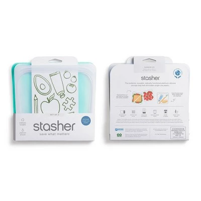 stasher Food Storage Container - Sandwich Aqua - 2pk/30oz 4 stasher Food Storage Container - Sandwich Aqua - 2pk/30oz - Image 2