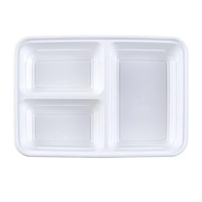 GoodCook Meal Prep 3 Compartment Rectangle White Containers + Lids - 10ct 5 GoodCook Meal Prep 3 Compartment Rectangle White Containers + Lids - 10ct - Image 3
