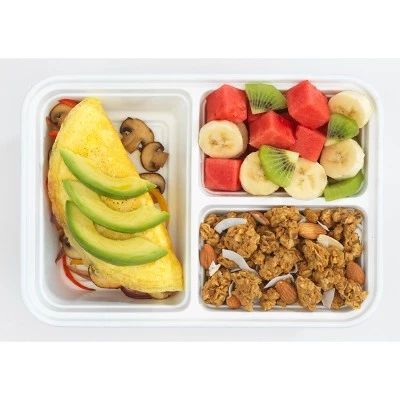 GoodCook Meal Prep 3 Compartment Rectangle White Containers + Lids - 10ct 6 GoodCook Meal Prep 3 Compartment Rectangle White Containers + Lids - 10ct - Image 4