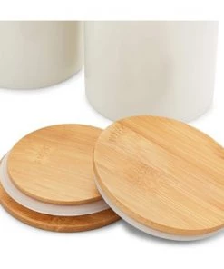 Farmlyn Creek 3 Piece White Ceramic Kitchen Canister Sets for Seasoning & Snacks with Bamboo Lids, 3 Sizes -Kitchen Storage shop unnamed file 1345