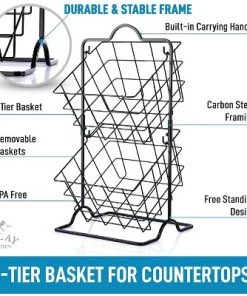 Zulay Kitchen 2 - Tier Freestanding Fruit Stand Storage & Organizer Durable Steel Metal Fruit Basket