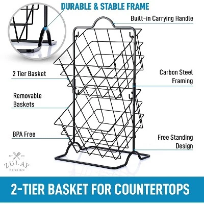 Zulay Kitchen 2 - Tier Freestanding Fruit Stand Storage & Organizer Durable Steel Metal Fruit Basket 3 Zulay Kitchen 2 - Tier Freestanding Fruit Stand Storage & Organizer Durable Steel Metal Fruit Basket