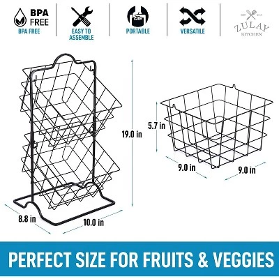 Zulay Kitchen 2 - Tier Freestanding Fruit Stand Storage & Organizer Durable Steel Metal Fruit Basket 4 Zulay Kitchen 2 - Tier Freestanding Fruit Stand Storage & Organizer Durable Steel Metal Fruit Basket - Image 2