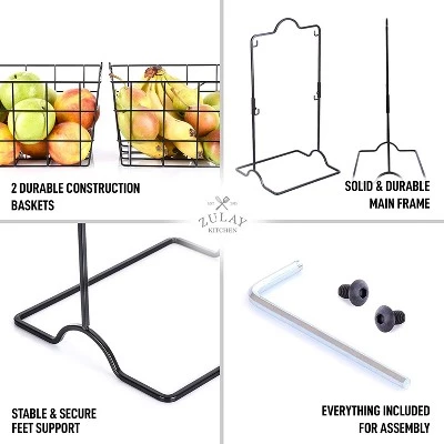 Zulay Kitchen 2 - Tier Freestanding Fruit Stand Storage & Organizer Durable Steel Metal Fruit Basket 5 Zulay Kitchen 2 - Tier Freestanding Fruit Stand Storage & Organizer Durable Steel Metal Fruit Basket - Image 3