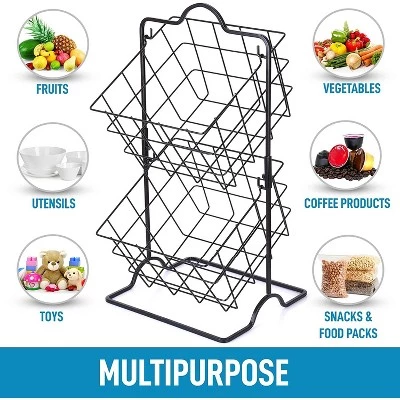 Zulay Kitchen 2 - Tier Freestanding Fruit Stand Storage & Organizer Durable Steel Metal Fruit Basket 6 Zulay Kitchen 2 - Tier Freestanding Fruit Stand Storage & Organizer Durable Steel Metal Fruit Basket - Image 4