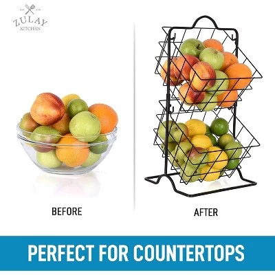 Zulay Kitchen 2 - Tier Freestanding Fruit Stand Storage & Organizer Durable Steel Metal Fruit Basket 7 Zulay Kitchen 2 - Tier Freestanding Fruit Stand Storage & Organizer Durable Steel Metal Fruit Basket - Image 5