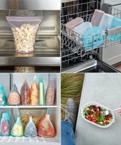 Zip Top 24oz Reusable 100% Platinum Silicone Container - Sandwich Bag - Teal