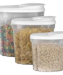 Home Basics 3 Piece Plastic Cereal Container