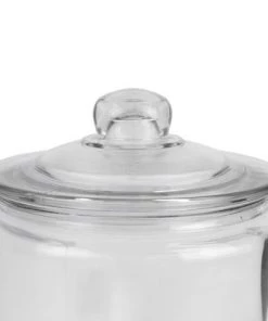 Home Basics Renaissance Collection Large Glass Jar with Easy Grab Knob Handles, Clear