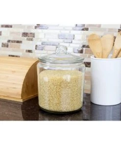 Home Basics Renaissance Collection Large Glass Jar with Easy Grab Knob Handles, Clear -Kitchen Storage shop unnamed file 1371