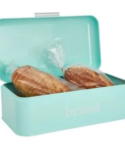 Juvale Bread Box for Kitchen Counter Stainless Steel Large Bin Storage Container for Loaves, Pastries Retro Vintage Design, Turquoise, 16.75 x 9 x 6.5 inches -Kitchen Storage shop unnamed file 1374
