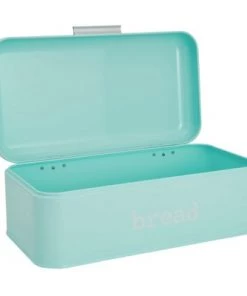 Juvale Bread Box for Kitchen Counter Stainless Steel Large Bin Storage Container for Loaves, Pastries Retro Vintage Design, Turquoise, 16.75 x 9 x 6.5 inches -Kitchen Storage shop unnamed file 1377