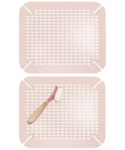 mDesign Adjustable Plastic Kitchen Sink Protector Mat, Large