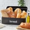 Juvale Bread Boxes for Kitchens Countertop, Stainless Steel Bread Bin Dry Food Storage Containers, Matte Black, 16.75 x 9 x 6.5 inches