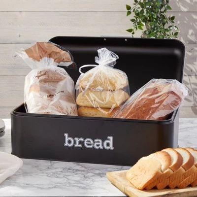 Juvale Bread Boxes for Kitchens Countertop, Stainless Steel Bread Bin Dry Food Storage Containers, Matte Black, 16.75 x 9 x 6.5 inches 4 Juvale Bread Boxes for Kitchens Countertop, Stainless Steel Bread Bin Dry Food Storage Containers, Matte Black, 16.75 x 9 x 6.5 inches - Image 2