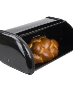 Steel Metal Roll-Top Lid Bread Box - Home Basics White