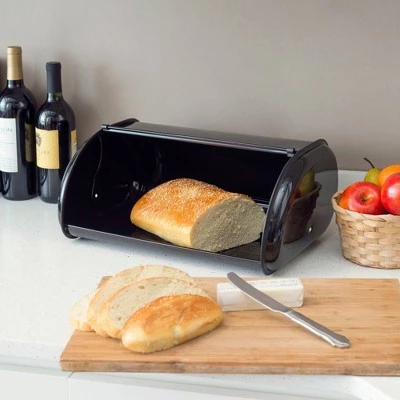 Steel Metal Roll-Top Lid Bread Box - Home Basics White 7 Steel Metal Roll-Top Lid Bread Box - Home Basics White - Image 5