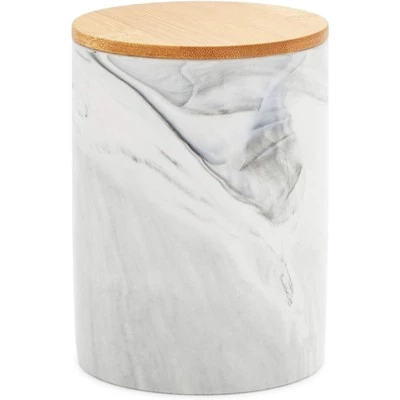 Farmlyn Creek 3 Piece Small Marble Ceramic Kitchen Canister Sets for Seasoning & Snacks with Bamboo Lids, White, 3 Sizes 6 Farmlyn Creek 3 Piece Small Marble Ceramic Kitchen Canister Sets for Seasoning & Snacks with Bamboo Lids, White, 3 Sizes - Image 4