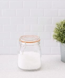 Home Basics 34 oz. Glass Pickling Jar with Wire Bail Lid and Rubber Seal Gasket