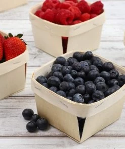 Bright Creations 10 Pack One Pint Wooden Berry Baskets for Picking Fruit or Arts, Crafts and Decor 4” Square Vented Wood Boxes