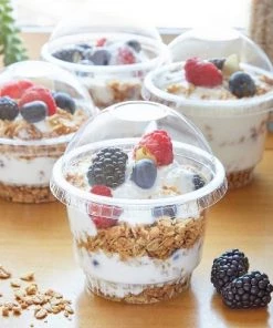 Juvale 50 Pack Clear Plastic To Go Ice Cream Cups with Lids 8 oz