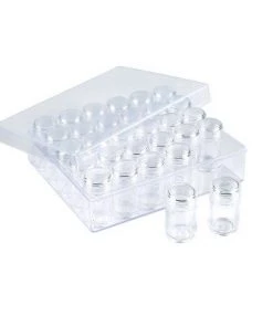 Juvo 30-Pack Clear Bead Storage Containers w/ Box Plastic Pot Jars for Craft Supplies
