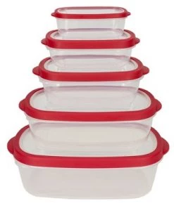 Home Basics 5 Piece Spill-Proof Rectangle Plastic Food Storage Container with Ventilated, Snap-On Lids, Red 12 Home Basics 5 Piece Spill-Proof Rectangle Plastic Food Storage Container with Ventilated, Snap-On Lids, Red -Kitchen Storage shop unnamed file 1542