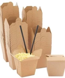 Stockroom Plus 60 Pack Chinese-style Take Out Boxes, Kraft Brown To Go Food Containers (16 oz)