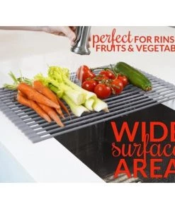 Zulay Kitchen Multipurpose Roll Up Dish Drying Rack & Trivet - Heavy Duty, Silicone-Coated Stainless Steel Roll Up Rack, Rolls Out Over Any Sink or Counter - Versatile Roll Up Sink Drying Rack -Kitchen Storage shop unnamed file 161