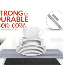 Zulay Kitchen Multipurpose Roll Up Dish Drying Rack & Trivet - Heavy Duty, Silicone-Coated Stainless Steel Roll Up Rack, Rolls Out Over Any Sink or Counter - Versatile Roll Up Sink Drying Rack -Kitchen Storage shop unnamed file 164