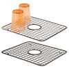 mDesign Kitchen Sink Dish Drying Rack / Mat with Drain Hole, 2 Pack - Bronze