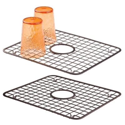 mDesign Kitchen Sink Dish Drying Rack / Mat with Drain Hole, 2 Pack - Bronze 3 mDesign Kitchen Sink Dish Drying Rack / Mat with Drain Hole, 2 Pack - Bronze
