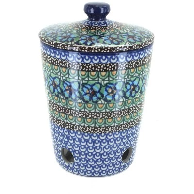 Blue Rose Pottery Blue Rose Polish Pottery Mardi Gras Garlic Keeper 3 Blue Rose Pottery Blue Rose Polish Pottery Mardi Gras Garlic Keeper