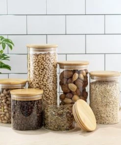 JoyJolt Kitchen Storage Jars with Airtight Bamboo Clamp Lids - Set of 6 -Kitchen Storage shop unnamed file 1716