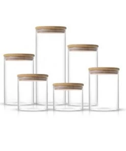 JoyJolt Kitchen Storage Jars with Airtight Bamboo Clamp Lids - Set of 6 -Kitchen Storage shop unnamed file 1717