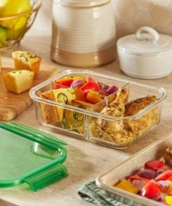 Pyrex 4.1 Cup 3 Compartment Rectangular MealBox Glass Food Storage Container -Kitchen Storage shop unnamed file 1727