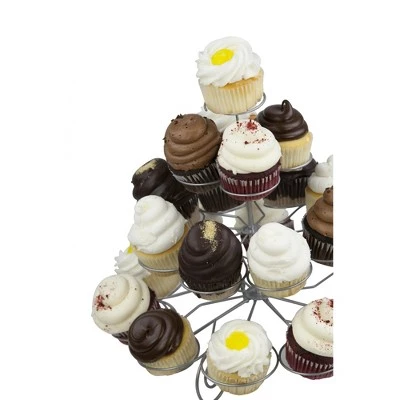 Home Basics 3 Tier Steel 23 Cupcake Holder, Silver 5 Home Basics 3 Tier Steel 23 Cupcake Holder, Silver - Image 3