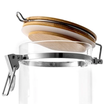 JoyJolt Kitchen Storage Jars with Airtight Bamboo Clamp Lids - 27 oz - Set of 2 4 JoyJolt Kitchen Storage Jars with Airtight Bamboo Clamp Lids - 27 oz - Set of 2 - Image 2