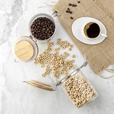 JoyJolt Kitchen Storage Jars with Airtight Bamboo Clamp Lids - 27 oz - Set of 2 5 JoyJolt Kitchen Storage Jars with Airtight Bamboo Clamp Lids - 27 oz - Set of 2 - Image 3