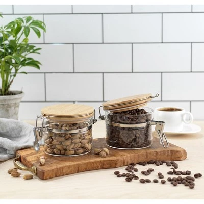 JoyJolt Kitchen Storage Jars with Airtight Bamboo Clamp Lids - 12 oz - Set of 2 3 JoyJolt Kitchen Storage Jars with Airtight Bamboo Clamp Lids - 12 oz - Set of 2